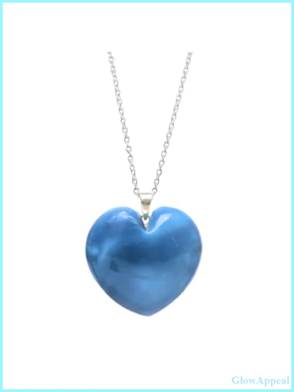 GEMPIRES NATURE’S TREASURE Blue Opal Heart Pendant Necklace Silver Plated